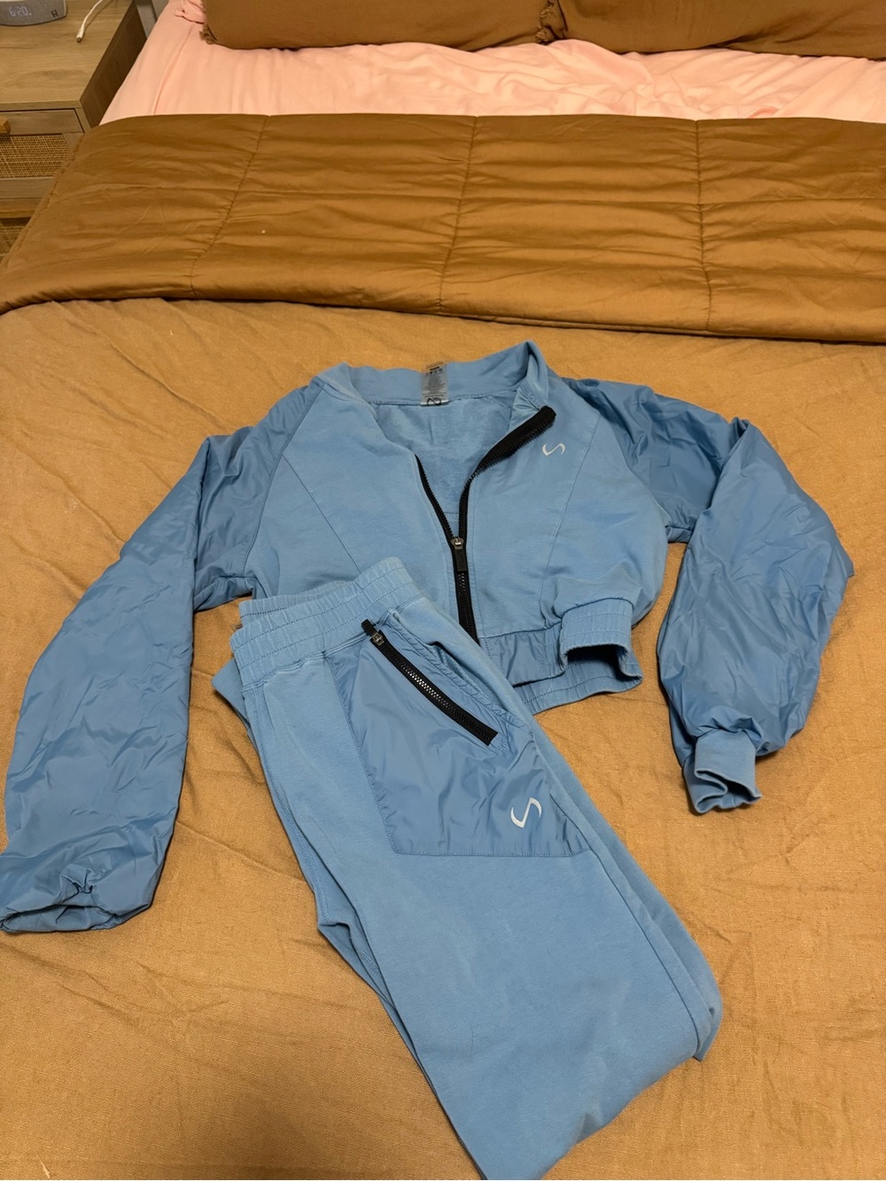 Light Blue Women's Track Jacket & Joggers Set
